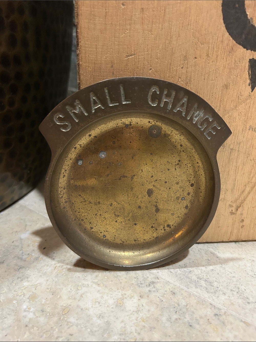 Vintage BOMEL COLLECT Solid Brass 'Small Change' Coin Tray Dish Catchall